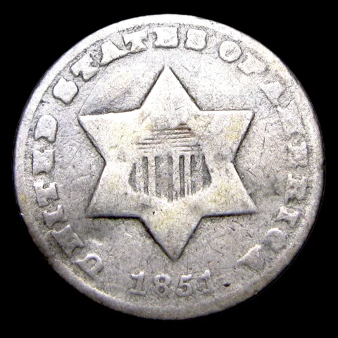 1851-O Silver Three Cent Piece ---- Nice Details Coin ---- #GG080 Cover