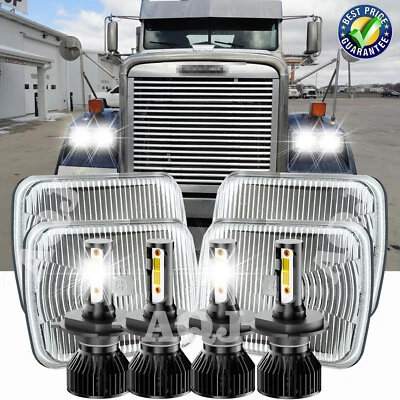 4PC 4x6" LED Headlights HI/LOW For Freightliner FLD120 1988-2010 FLD112 Classic - Image 1 of 4