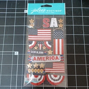 SCRAPBOOK STICKERS July 4th USA parade reunion flag military pride star picnic - Picture 1 of 2