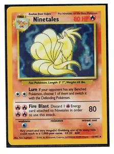 Pokemon Ninetales 12/102 Base Set Holofoil MISCUT Square Corners D-Cut LP - Picture 1 of 2