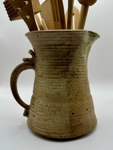 Vintaged Signed Earth Pottery Pitcher/Utensil Holder - Picture 1 of 5