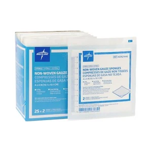 Medline Standard Non-Woven Gauze Sponges 6-Ply 4" x 4" Sterile 2's BX of 25 - Picture 1 of 1