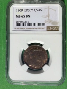 1909 Jersey 1/24 Shilling, NGC MS 65 - Picture 1 of 2