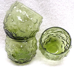 Anchor Hocking Milano Lido 3 VTG Green Textured Bumpy Rocks Juice Glasses MCM - Picture 1 of 7