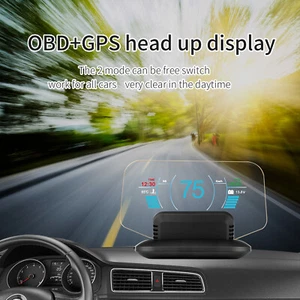 For All Cars HUD OBD2+GPS Head Up Display Speedometer Overspeed MAP Temp Alarm - Picture 1 of 12