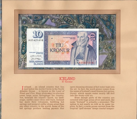 Most Treasured Banknotes Iceland 1961 (1981) 10 Kronur P-48a.1 UNC A05421416 Cover