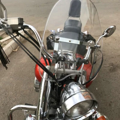 For Harley Sportster Heritage Softail Fatboy Classic Honda Detachable Windshield Foto 1 de 4