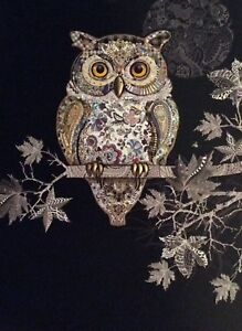 Bug Art Decorative Owl Embossed Jewel Effect Blank Greetings Card Birthday