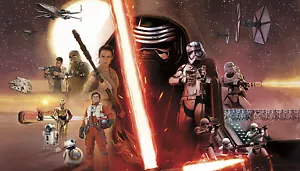 STAR WARS THE FORCE AWAKENS MURALE Decorazione carta da parati preparata e a righe - Foto 1 di 2
