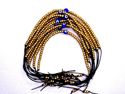 10 Glück-Freundschaftsbänder Türkisches Auge Nazar Murano Perle Gold 3 mm - Bild 1 von 2
