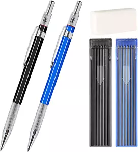 2Mm Mechanical Pencil Set, 2 Pieces Artist Carpenter Drafting Pencils 2.0 Mm wit - Picture 1 of 12