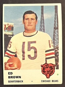 1961 FLEER FOOTBALL ED BROWN #1 CHICAGO BEARS QUARTERBACK VG NO CREASES 2 - Picture 1 of 2