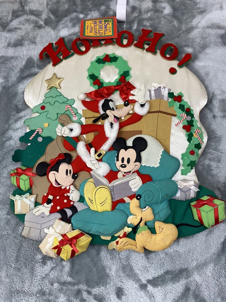 De colección 1994 Disney 3D Mickey Minnie Mouse Navidad Colgador de Pared Es un Mundo Pequeño Foto 1 de 4