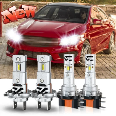 Fit Mercedes-Benz CLA250 2014-2016 2019 4x H15+H7 LED Headlight Kit High Low - Image 1 of 4