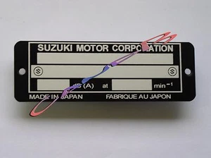PLAQUE CONSTRUCTEUR SUZUKI - Foto 1 di 3