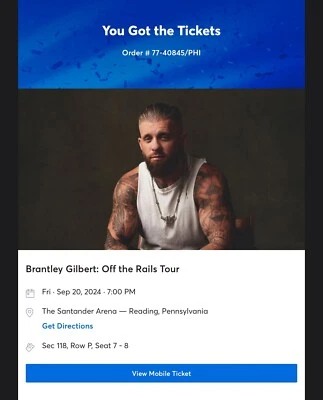 Brantley Gilbert Concert tickets - Image 1 of 2