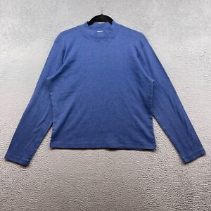 Liz Claiborne Womens T-Shirt Blue Knit Long Sleeve Mock Neck Pullover Size XL