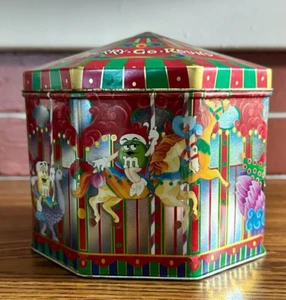 M&M's Merry-Go-Round Carousel Tin - Vintage Christmas M & M Tin 1997 - Picture 1 of 14