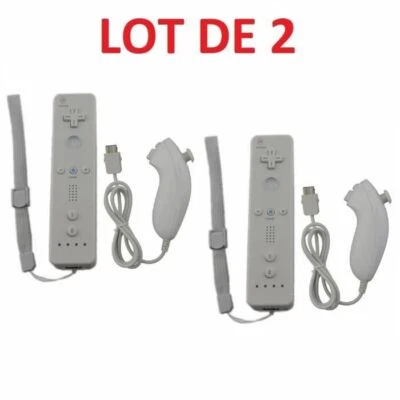 STRAßE GAME 2 X Télécommande Wiimote + Nunchuck pour Nintendo Wii et Wii U - Blanc