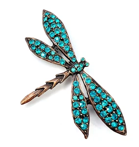 Brooch Dragonfly Pin Designer Daniel Pollak 1990s Canada 3.5in Austrian Crystal - Picture 1 of 6