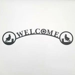 Letrero de bienvenida de carreras de barril de vaquera de metal lodge cabina caballo - Imagen 1 de 4