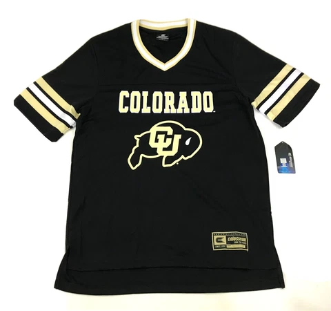 NEW Colorado Buffaloes Jersey Size Large L Black Short Sleeve NCAA Colosseum -2 Cover