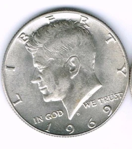 1969 Denver Brilliant Uncirculated Silver Strike JFK Half Dollar Coin! - Picture 1 of 2