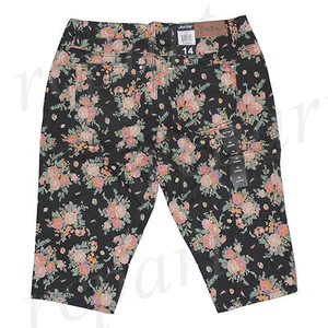 New Jeans Colony Women's Casual Jeans Capri Summer Black Floral 14 16 18 20 22 - Picture 1 of 2