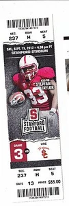 2012 STANFORD CARDINAL VS USC SOUTHERN CAL TROJANS TICKET STUB 9/15/12 - Picture 1 of 1