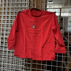 NWT Men's Red Long Sleeve Band Collar Dress Shirt XXL Banded Collar Very Fancy - Picture 1 of 10