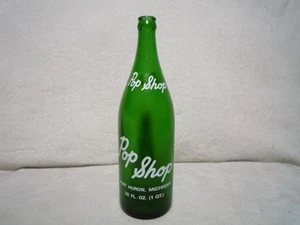 POP SHOP: PORT HURON, MICHIGAN ~ 32 OZ. ~ VINTAGE 12" GRÜNE SODA POP FLASCHE - Bild 1 von 9