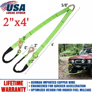 2"x4' 5/8" V-Bridle Strap w/Snap Hooks w/ Sleeve & Axle Straps & D Ring Middle - Bild 1 von 10