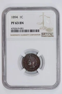 1894 PROOF INDIAN CENT NGC PR63 BN - NICE COLOR! - Picture 1 of 2