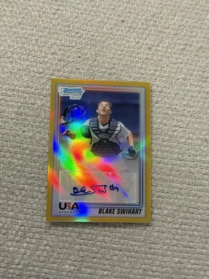 Blake Swihart 2010 Bowman cromo autógrafo refractor dorado #50/50 Foto 1 de 2