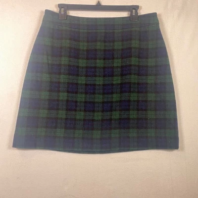J.Crew Black Watch Plaid Wool-Blend Skirt – Size 12 - Image 1 of 4