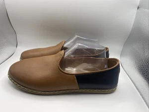 Charix Womens Brown Camel Black Slip-On Loafers Leather Shoes Size 41 EU US 9.5- - Picture 1 of 11