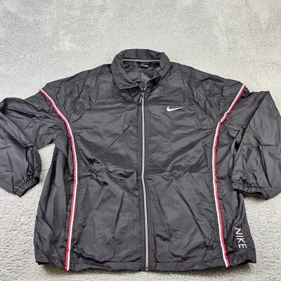 Винтажный Nike куртка мужская большой черный полный молнии трек ветровка красный свуш 90-х Y2K - Изображение 1 из 4