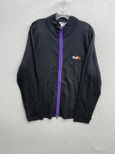 FedEx Mens Size XL Black w/ Purple Trim Embroidered Logo Full Zip Sweater - Picture 1 of 9