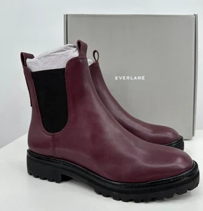 Everlane The Lug Chelsea Boot Bordeaux 10 Damen Leder Stiefelette klobige Sohle - Bild 1 von 9