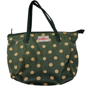 Bolso de Mano Cath Kidston Verde Lunares Recubierto Lona Cremallera Bolso de Mano Cartera PVC - Imagen 1 de 12