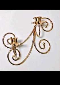 Pair Vintage HOMCO Brass Scroll Wall Candle Holders Sconces MCM Decor - Picture 1 of 3