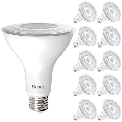 Sunco 10 Pack PAR30 LED Bulb, Outdoor Flood Light Bulbs, Exterior Long Neck L... - Image 1 of 4