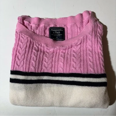 Abercrombie & Fitch Women’s Pink Sweater with Black and White Stripes. Size XS — 第 1/4 张图片