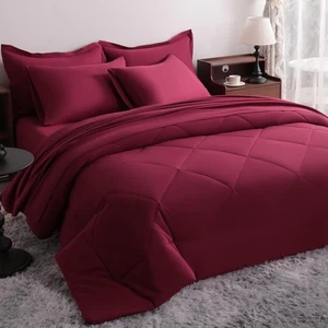 NTBAY Queen Comforter Set with Sheets, 7 Piece Soft Bedding Set Red Down Alt. - Picture 1 of 8