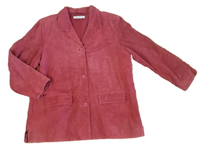 Chaqueta de gamuza Jessica Holbrook para mujer granate borgoña botón delantero occidental 2X Foto 1 de 4