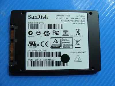 Lenovo IdeaPad U430 SanDisk 240GB SATA 2.5" Solid State Drive SDSSDHII-240G - Image 1 of 2
