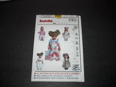 Burda Pattern 8308 Adorable Clothes for Med 12"~14" & Large 16"~18" Baby Dolls U - Image 1 of 3