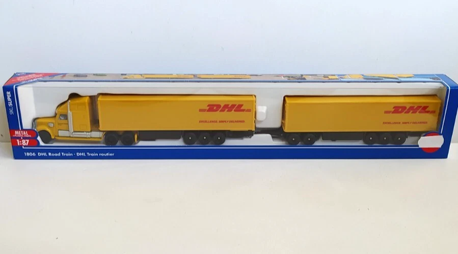 SIKU SUPER 1:87 DIE CAST CAMION BILICO E RIMORCHIO DHL ROAD TRAIN ART 1806 - Immagine 1 di 1