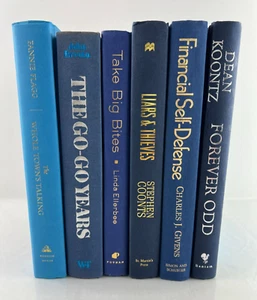 Lot of 6 HC Books Blue Shades, Silver Gold Letters Decoration Modern Design - Imagen 1 de 6