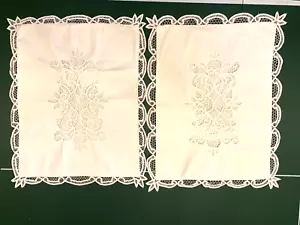 Preciosas fundas de almohada vintage blancas de encaje 100 % algodón Battenburg - Imagen 1 de 22